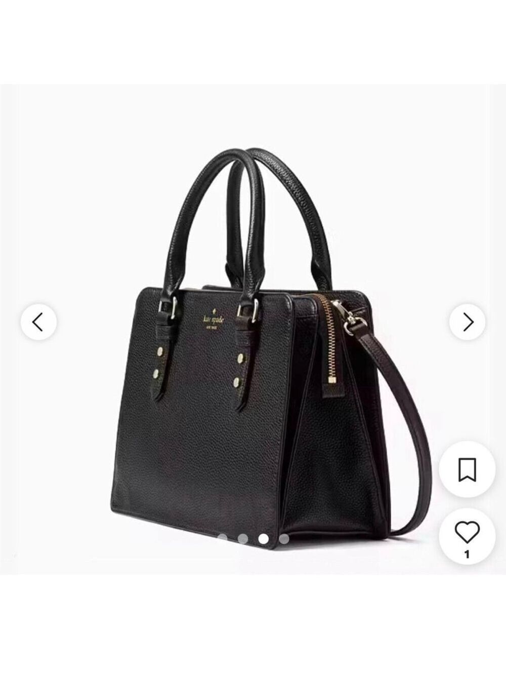 Kate Spade New York Mulberry Street Lise Black Leather Satchel Crossbody - Picture 4 of 15